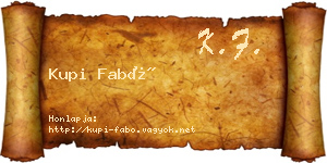 Kupi Fabó névjegykártya
